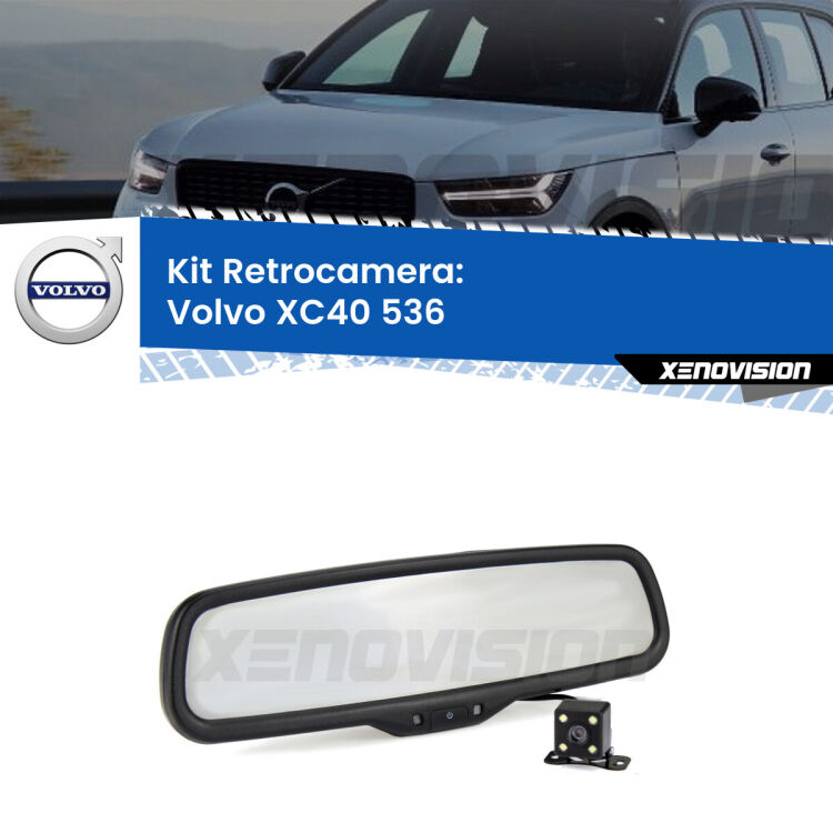 Kit Telecamera Parcheggio e Specchietto retrovisore con display invisibile per Volvo XC40 536. Spento è identico all’originale. In retromarcia, l’immagine appare in un riquadro prima invisibile