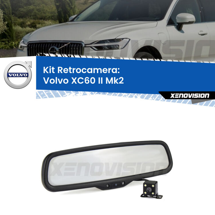 Kit Telecamera Parcheggio e Specchietto retrovisore con display invisibile per Volvo XC60 II Mk2. Spento è identico all’originale. In retromarcia, l’immagine appare in un riquadro prima invisibile