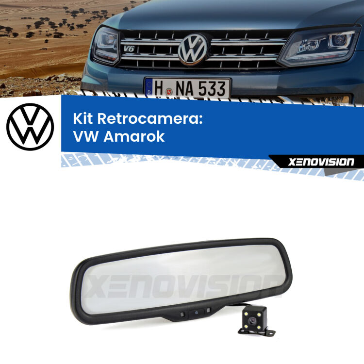 Kit Telecamera Parcheggio e Specchietto retrovisore con display invisibile per VW Amarok . Spento è identico all’originale. In retromarcia, l’immagine appare in un riquadro prima invisibile