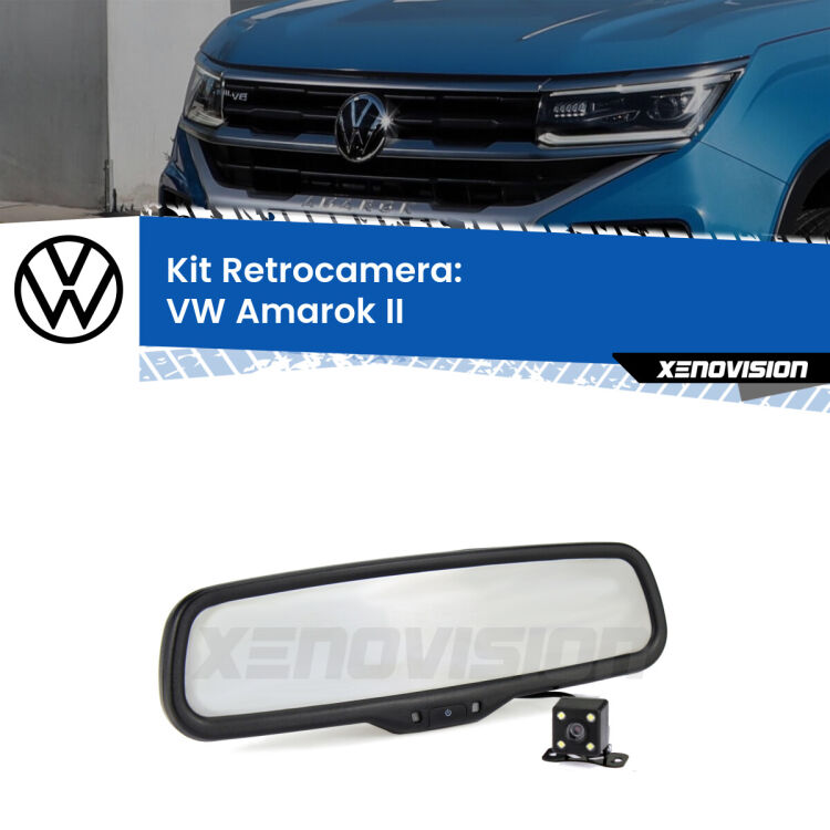 Kit Telecamera Parcheggio e Specchietto retrovisore con display invisibile per VW Amarok II. Spento è identico all’originale. In retromarcia, l’immagine appare in un riquadro prima invisibile