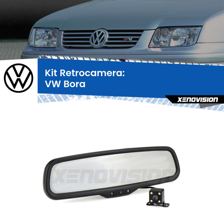 Kit Telecamera Parcheggio e Specchietto retrovisore con display invisibile per VW Bora . Spento è identico all’originale. In retromarcia, l’immagine appare in un riquadro prima invisibile