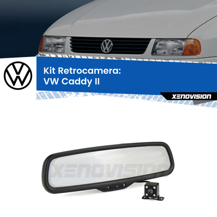 Kit Telecamera Parcheggio e Specchietto retrovisore con display invisibile per VW Caddy II . Spento è identico all’originale. In retromarcia, l’immagine appare in un riquadro prima invisibile