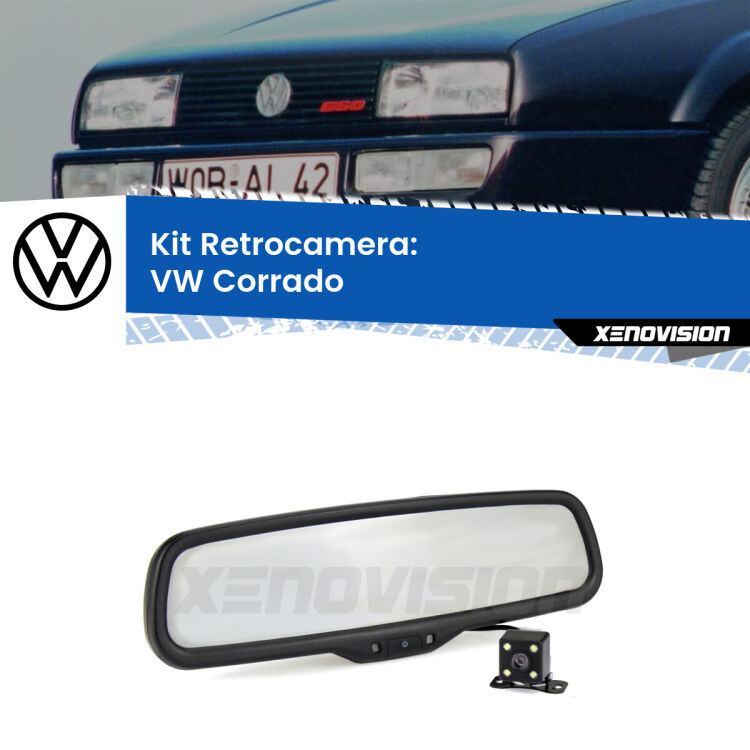 Kit Telecamera Parcheggio e Specchietto retrovisore con display invisibile per VW Corrado . Spento è identico all’originale. In retromarcia, l’immagine appare in un riquadro prima invisibile