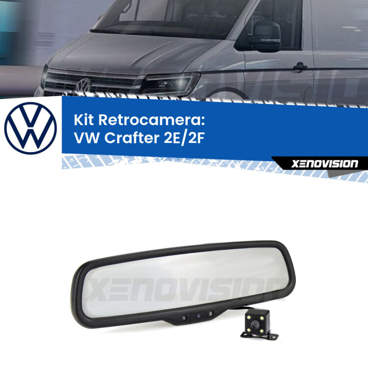 Kit Telecamera Parcheggio e Specchietto retrovisore con display invisibile incorporato per VW Crafter . Da spento è indistinguibile da un retrovisore originale. Con 2 ingressi video per telecamere retromarcia, l'immagine appare in un riquadro che prima era invisibile.