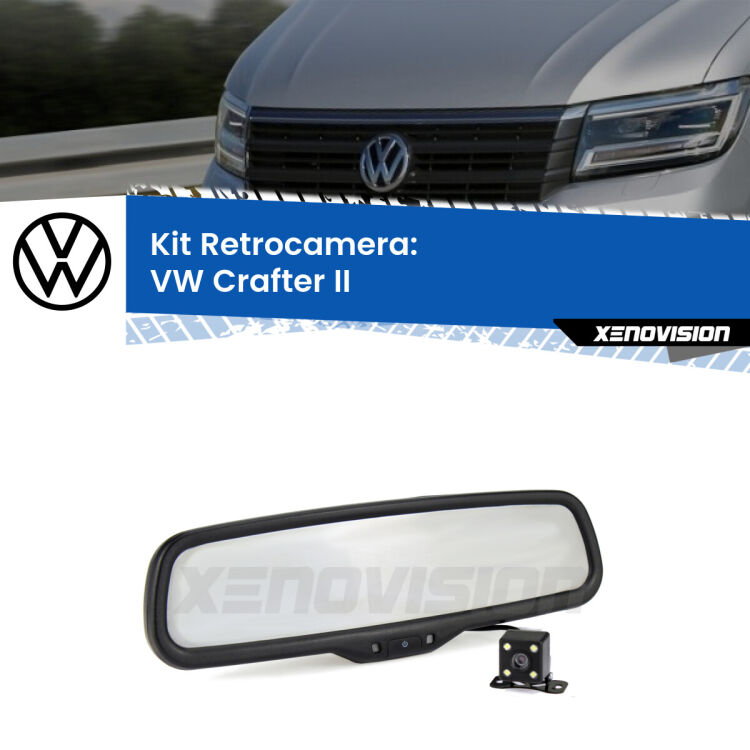 Kit Telecamera Parcheggio e Specchietto retrovisore con display invisibile per VW Crafter II. Spento è identico all’originale. In retromarcia, l’immagine appare in un riquadro prima invisibile