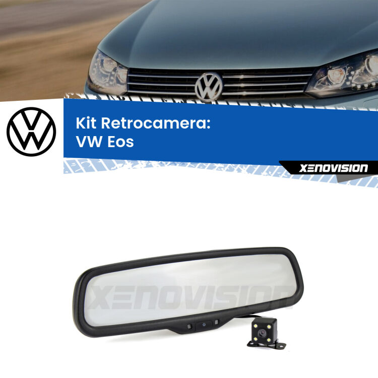 Kit Telecamera Parcheggio e Specchietto retrovisore con display invisibile per VW Eos . Spento è identico all’originale. In retromarcia, l’immagine appare in un riquadro prima invisibile