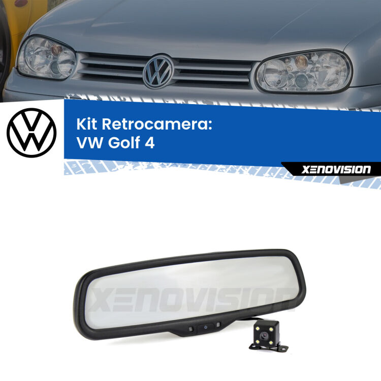 Kit Telecamera Parcheggio e Specchietto retrovisore con display invisibile per VW Golf 4 . Spento è identico all’originale. In retromarcia, l’immagine appare in un riquadro prima invisibile