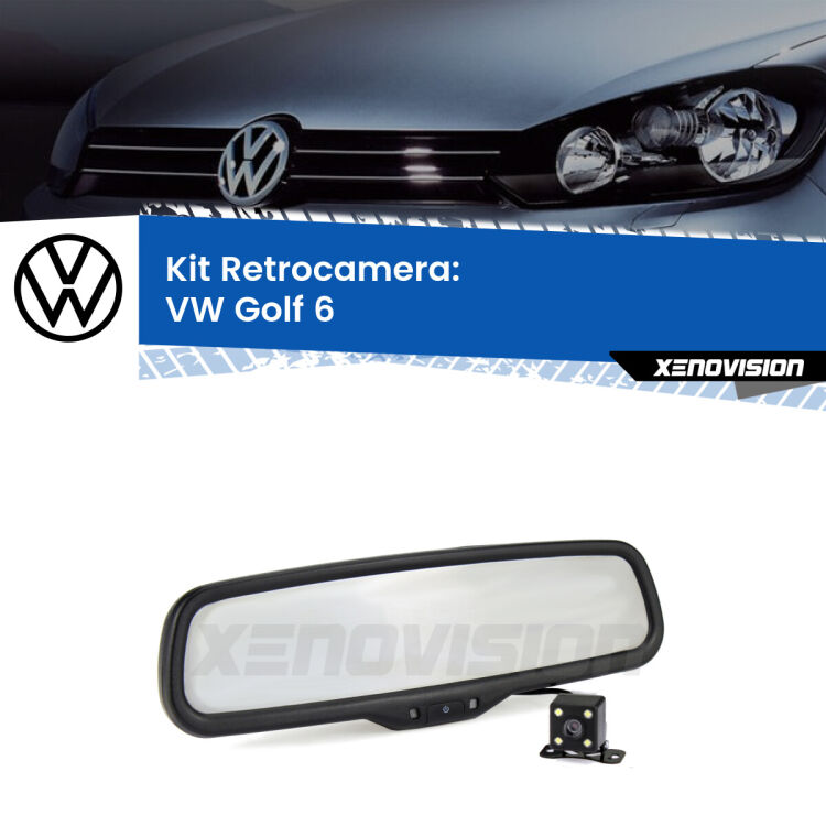 Kit Telecamera Parcheggio e Specchietto retrovisore con display invisibile per VW Golf 6 . Spento è identico all’originale. In retromarcia, l’immagine appare in un riquadro prima invisibile