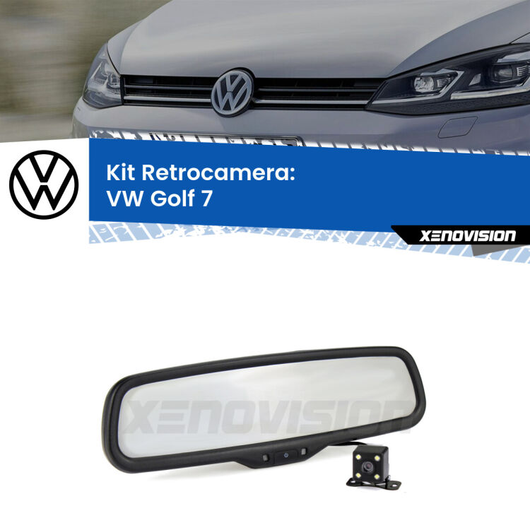 Kit Telecamera Parcheggio e Specchietto retrovisore con display invisibile per VW Golf 7 . Spento è identico all’originale. In retromarcia, l’immagine appare in un riquadro prima invisibile