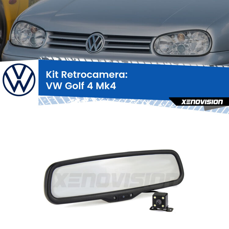 Kit Telecamera Parcheggio e Specchietto retrovisore con display invisibile incorporato per VW Golf 4 . Da spento è indistinguibile da un retrovisore originale. Con 2 ingressi video per telecamere retromarcia, l'immagine appare in un riquadro che prima era invisibile.