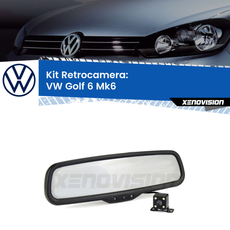 Kit Telecamera Parcheggio e Specchietto retrovisore con display invisibile incorporato per VW Golf 6 . Da spento è indistinguibile da un retrovisore originale. Con 2 ingressi video per telecamere retromarcia, l'immagine appare in un riquadro che prima era invisibile.