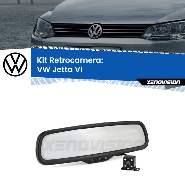 Kit Telecamera Parcheggio e Specchietto retrovisore con display invisibile per VW Jetta VI. Spento è identico all’originale. In retromarcia, l’immagine appare in un riquadro prima invisibile