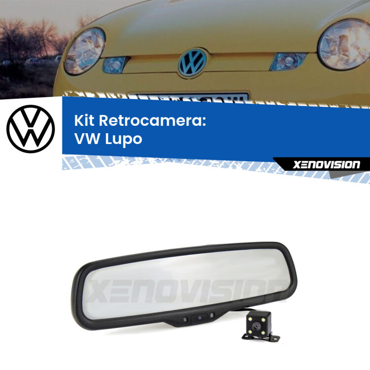 Kit Telecamera Parcheggio e Specchietto retrovisore con display invisibile per VW Lupo . Spento è identico all’originale. In retromarcia, l’immagine appare in un riquadro prima invisibile