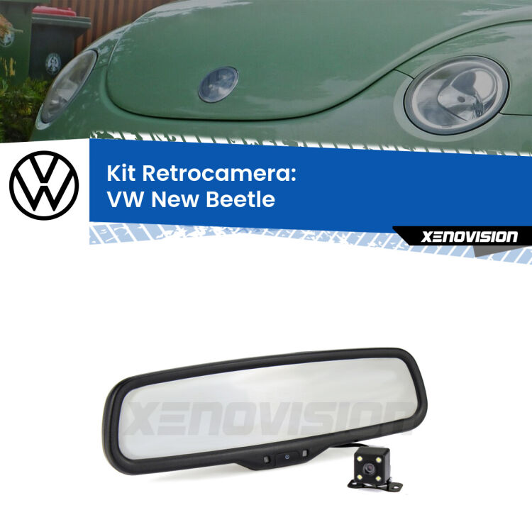 Kit Telecamera Parcheggio e Specchietto retrovisore con display invisibile per VW New Beetle . Spento è identico all’originale. In retromarcia, l’immagine appare in un riquadro prima invisibile