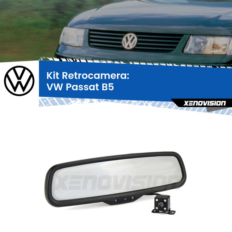 Kit Telecamera Parcheggio e Specchietto retrovisore con display invisibile per VW Passat B5. Spento è identico all’originale. In retromarcia, l’immagine appare in un riquadro prima invisibile