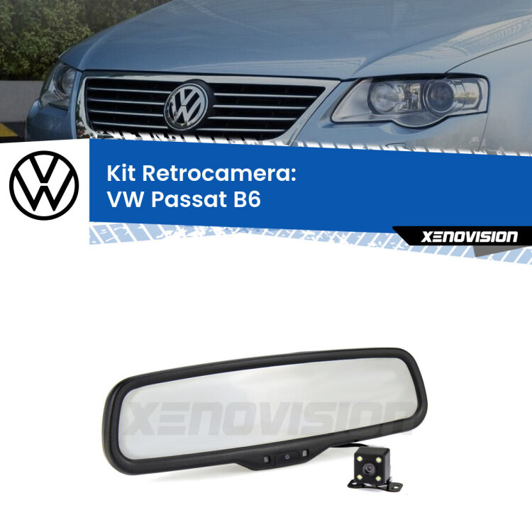 Kit Telecamera Parcheggio e Specchietto retrovisore con display invisibile per VW Passat B6. Spento è identico all’originale. In retromarcia, l’immagine appare in un riquadro prima invisibile