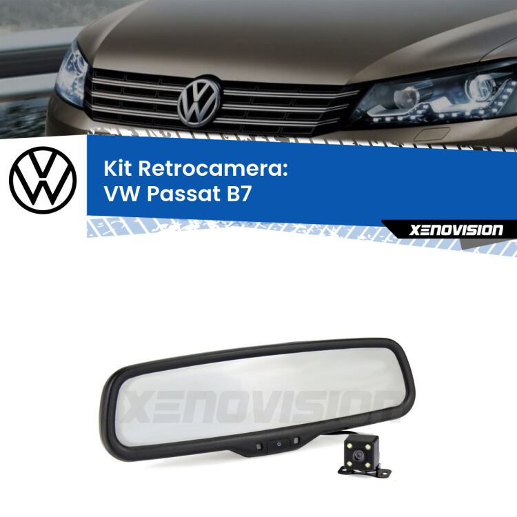 Kit Telecamera Parcheggio e Specchietto retrovisore con display invisibile per VW Passat B7. Spento è identico all’originale. In retromarcia, l’immagine appare in un riquadro prima invisibile