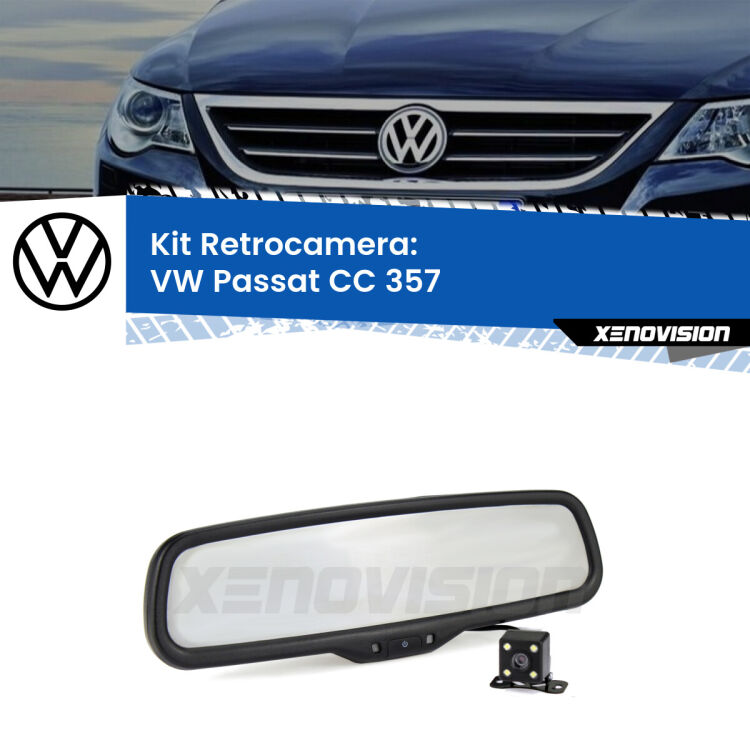 Kit Telecamera Parcheggio e Specchietto retrovisore con display invisibile per VW Passat CC 357. Spento è identico all’originale. In retromarcia, l’immagine appare in un riquadro prima invisibile