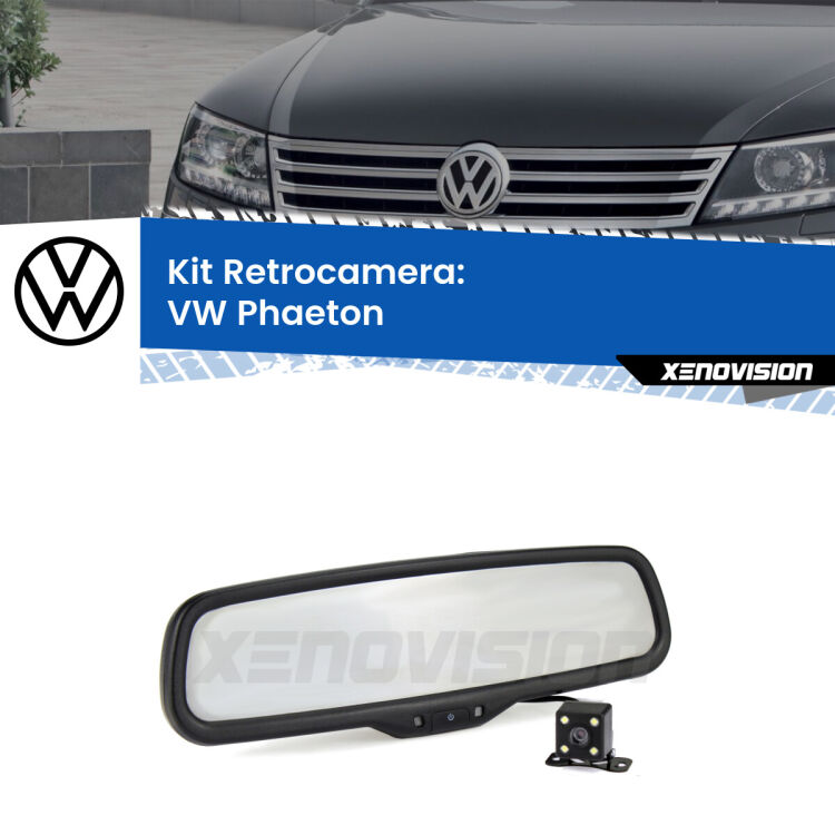 Kit Telecamera Parcheggio e Specchietto retrovisore con display invisibile per VW Phaeton . Spento è identico all’originale. In retromarcia, l’immagine appare in un riquadro prima invisibile