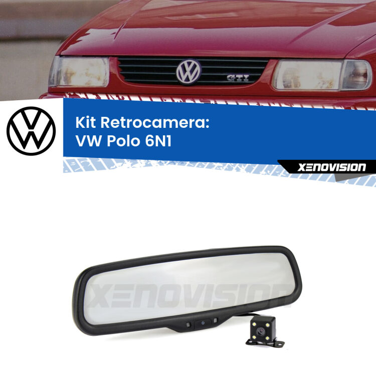 Kit Telecamera Parcheggio e Specchietto retrovisore con display invisibile per VW Polo 6N1. Spento è identico all’originale. In retromarcia, l’immagine appare in un riquadro prima invisibile