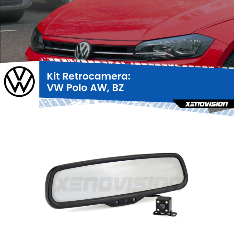 Kit Telecamera Parcheggio e Specchietto retrovisore con display invisibile per VW Polo AW, BZ. Spento è identico all’originale. In retromarcia, l’immagine appare in un riquadro prima invisibile