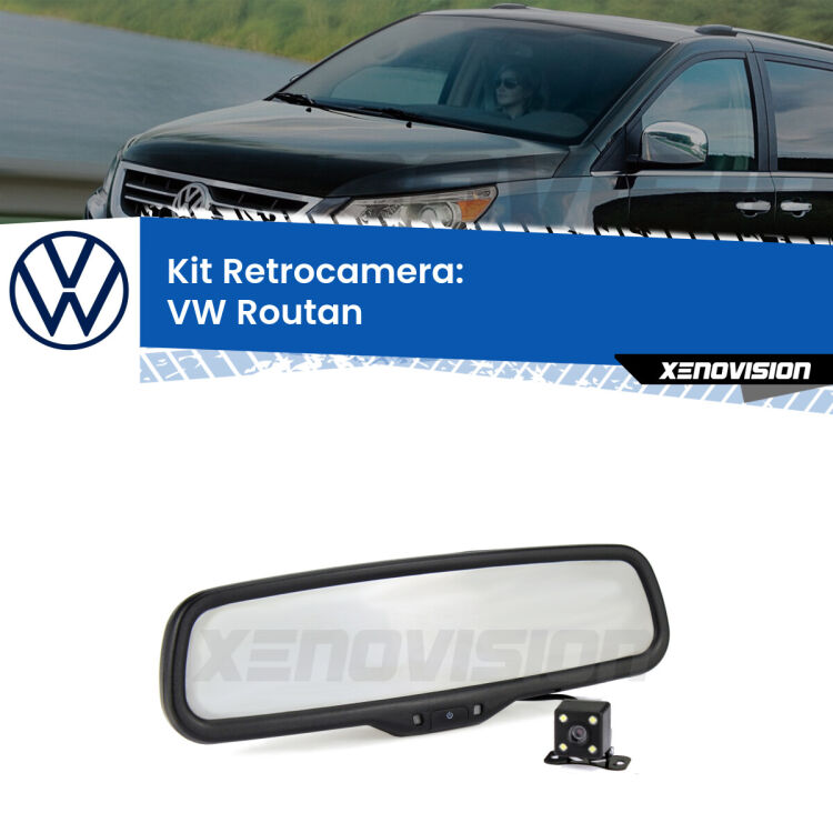 Kit Telecamera Parcheggio e Specchietto retrovisore con display invisibile incorporato per VW Routan . Da spento è indistinguibile da un retrovisore originale. Con 2 ingressi video per telecamere retromarcia, l'immagine appare in un riquadro che prima era invisibile.