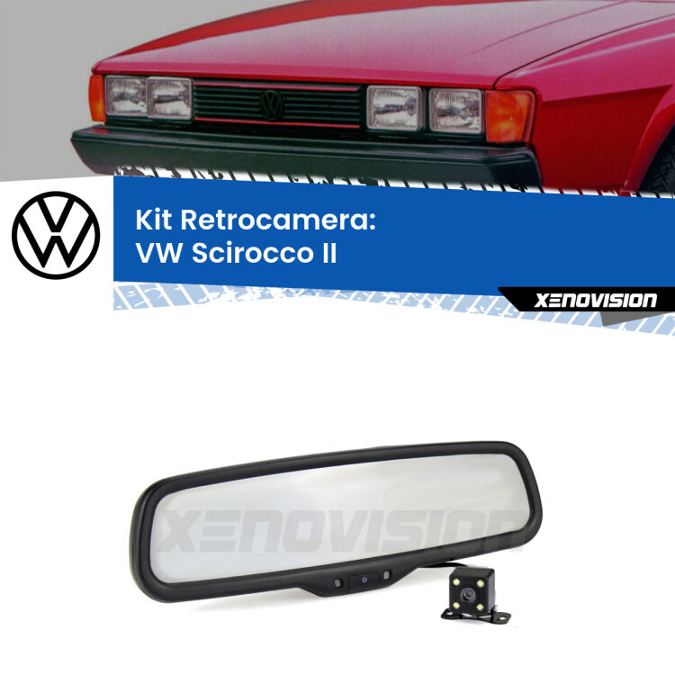 Kit Telecamera Parcheggio e Specchietto retrovisore con display invisibile per VW Scirocco II. Spento è identico all’originale. In retromarcia, l’immagine appare in un riquadro prima invisibile