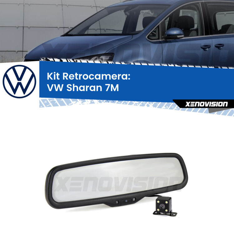 Kit Telecamera Parcheggio e Specchietto retrovisore con display invisibile incorporato per VW Sharan . Da spento è indistinguibile da un retrovisore originale. Con 2 ingressi video per telecamere retromarcia, l'immagine appare in un riquadro che prima era invisibile.