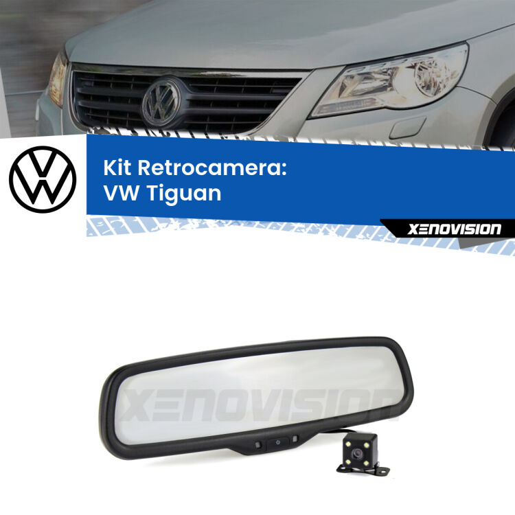 Kit Telecamera Parcheggio e Specchietto retrovisore con display invisibile per VW Tiguan . Spento è identico all’originale. In retromarcia, l’immagine appare in un riquadro prima invisibile