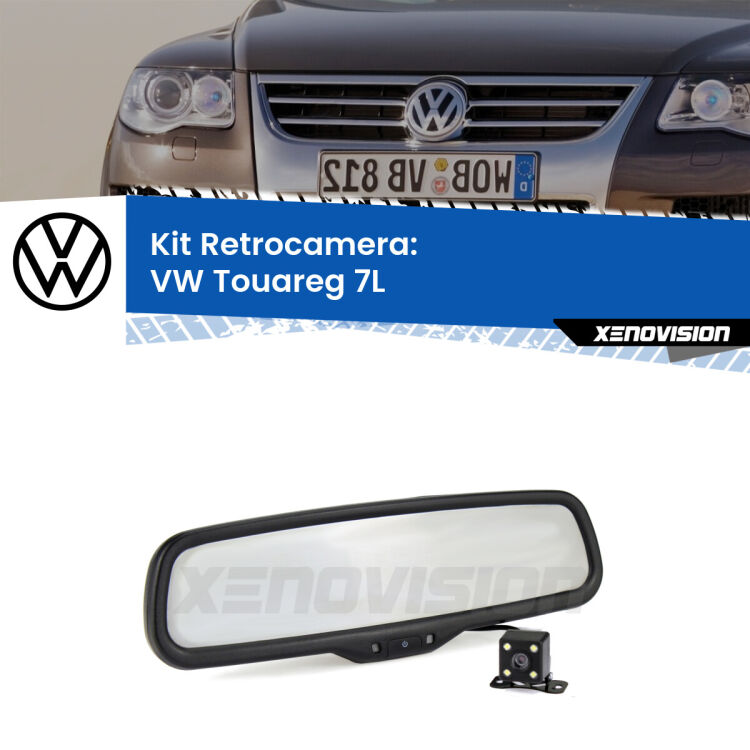 Kit Telecamera Parcheggio e Specchietto retrovisore con display invisibile per VW Touareg 7L. Spento è identico all’originale. In retromarcia, l’immagine appare in un riquadro prima invisibile