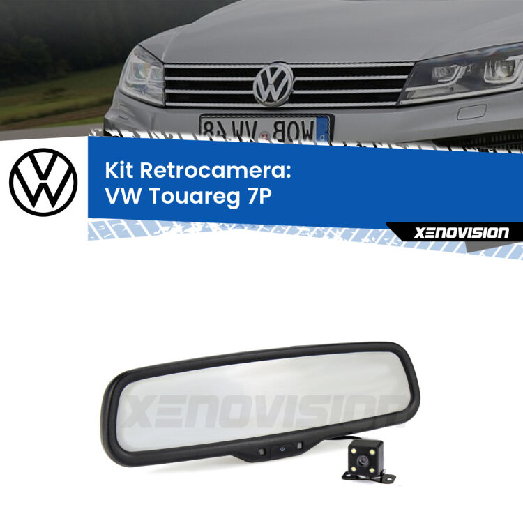 Kit Telecamera Parcheggio e Specchietto retrovisore con display invisibile per VW Touareg 7P. Spento è identico all’originale. In retromarcia, l’immagine appare in un riquadro prima invisibile