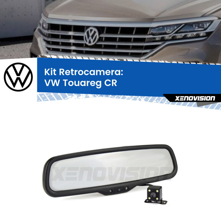 Kit Telecamera Parcheggio e Specchietto retrovisore con display invisibile incorporato per VW Touareg CR. Da spento è indistinguibile da un retrovisore originale. Con 2 ingressi video per telecamere retromarcia, l'immagine appare in un riquadro che prima era invisibile.