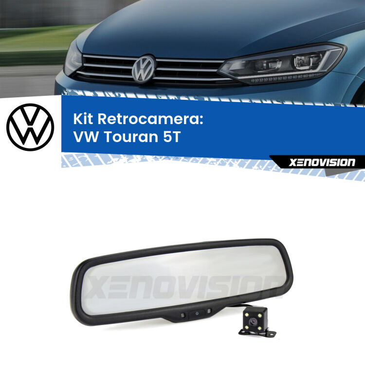 Kit Telecamera Parcheggio e Specchietto retrovisore con display invisibile per VW Touran 5T. Spento è identico all’originale. In retromarcia, l’immagine appare in un riquadro prima invisibile