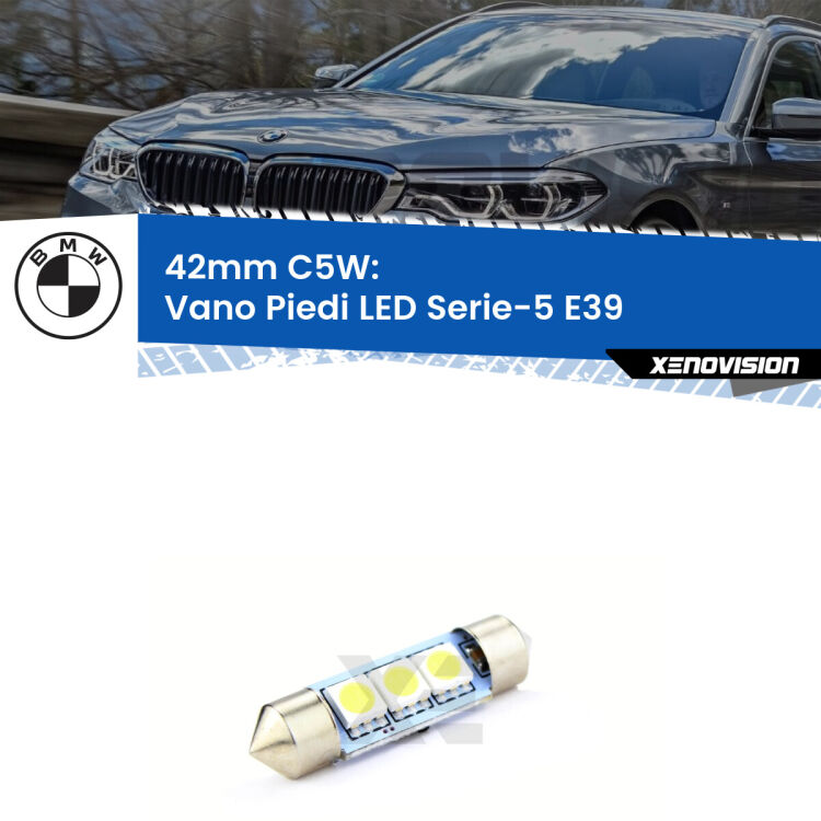 Lampadina eccezionalmente duratura, canbus e luminosa. C5W 42mm perfetto per Vano Piedi LED BMW Serie-5 (E39) 1996 - 2003<br />.