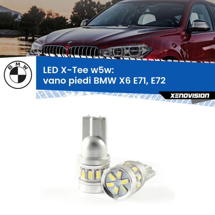 <strong>LED vano piedi per BMW X6</strong> E71, E72 2008 - 2014. Lampade <strong>W5W</strong> modello X-Tee Xenovision top di gamma.