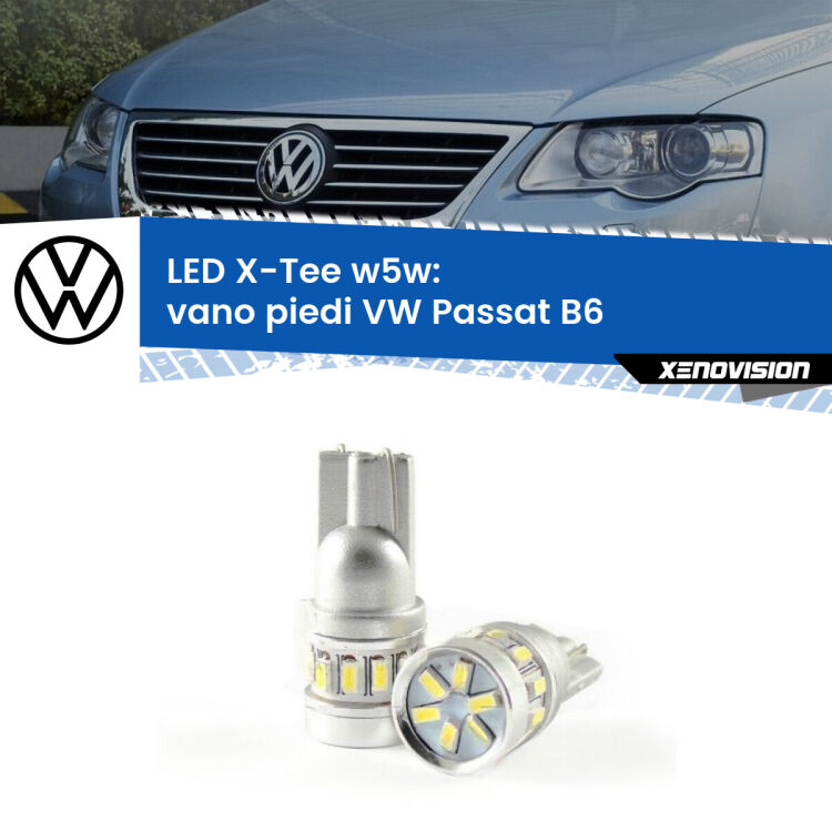 <strong>LED vano piedi per VW Passat</strong> B6 2005 - 2010. Lampade <strong>W5W</strong> modello X-Tee Xenovision top di gamma.