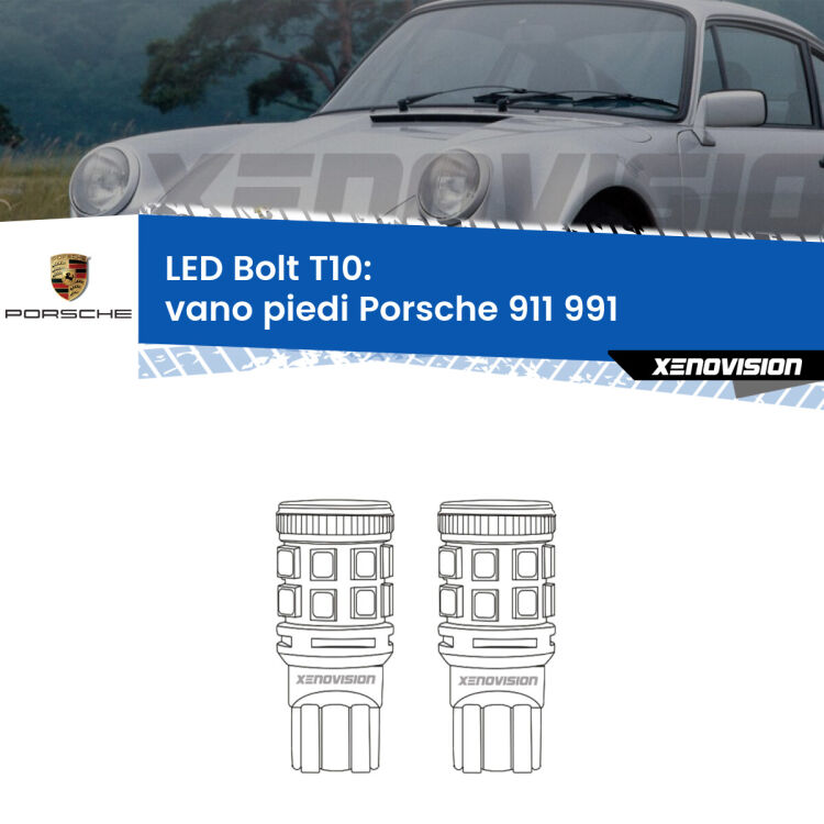 <strong>Vano Piedi LED per Porsche 911</strong> 991 2011 - 2013. Coppia lampade <strong>T10</strong> modello Bolt canbus.