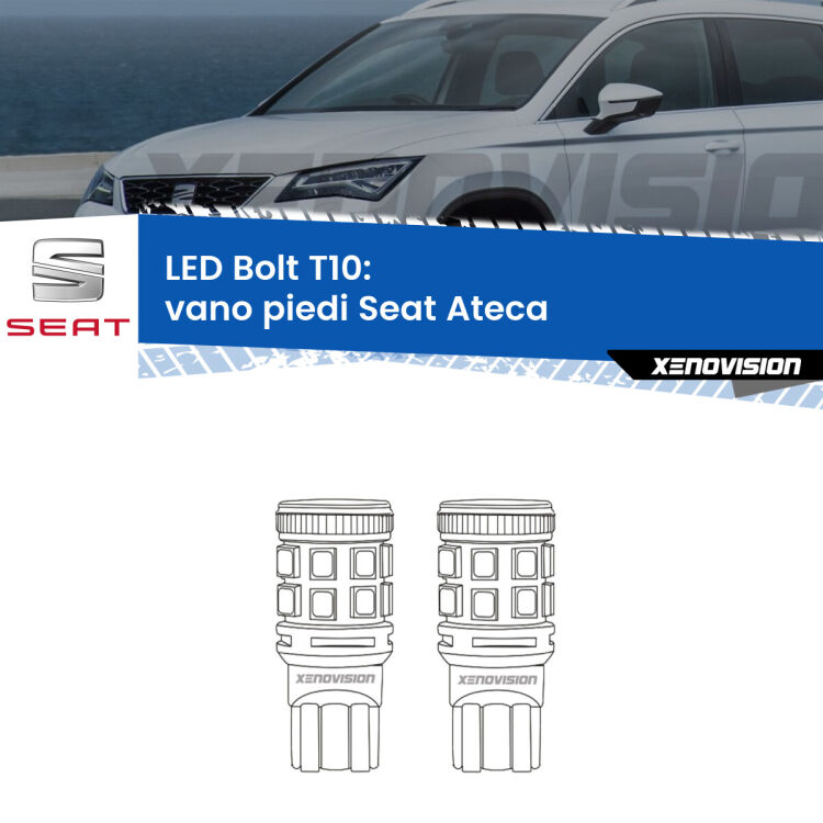 <strong>Vano Piedi LED per Seat Ateca</strong>  2016 in poi. Coppia lampade <strong>T10</strong> modello Bolt canbus.