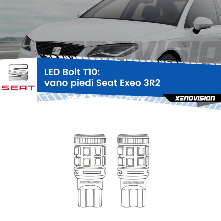 <strong>Vano Piedi LED per Seat Exeo</strong> 3R2 2008 - 2013. Coppia lampade <strong>T10</strong> modello Bolt canbus.