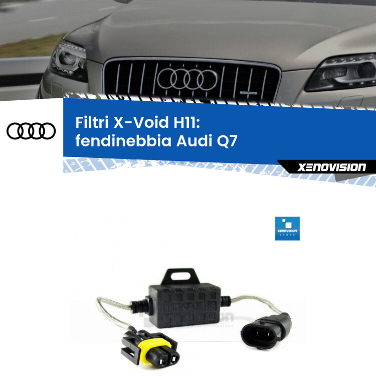 Filtro spegnispia digitale per Fendinebbia Audi Q7  2010 - 2015, risolve spie, effetto strobo e interferenze radio su kit led Xenovision. Solo per lampade LED fino a 40W.